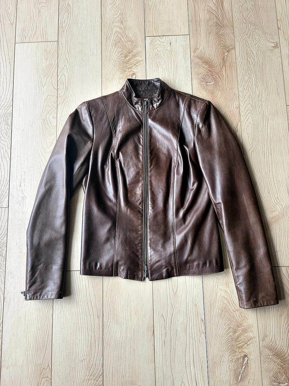 DANIER Brown Italian Leather Moto Jacket